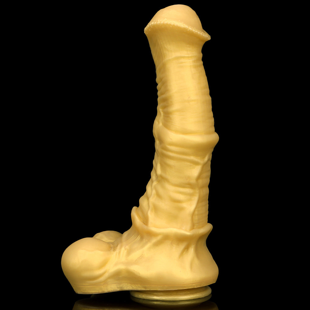 Gode cheval énorme en silicone de 33 cm de diamètre, doré