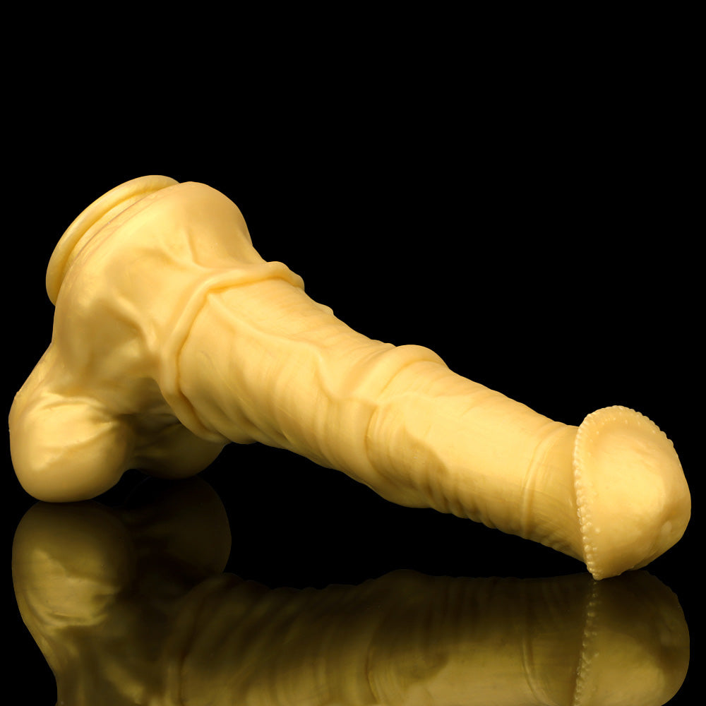 Gode cheval énorme en silicone de 33 cm de diamètre, doré