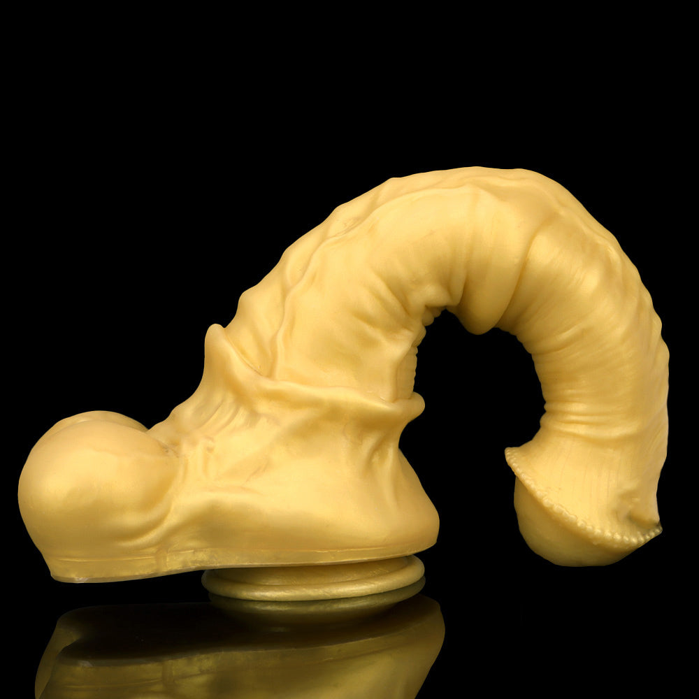 Gode cheval énorme en silicone de 33 cm de diamètre, doré