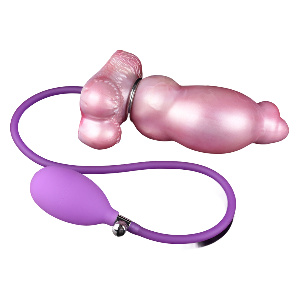 DILDO GONFLABLE CHIEN SILICONE 7 POUCES ROSE NOUÉ