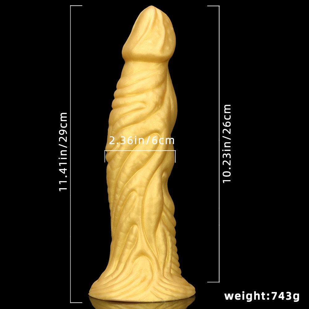MONSTER DILDO ANAL HUGE SILICONE 11 INCH GOLD