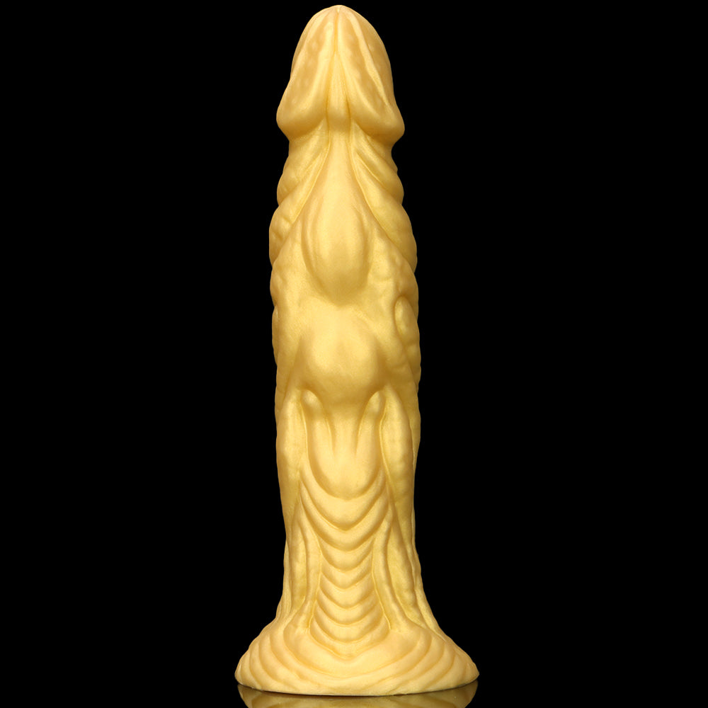 MONSTER DILDO ANAL HUGE SILICONE 11 INCH GOLD
