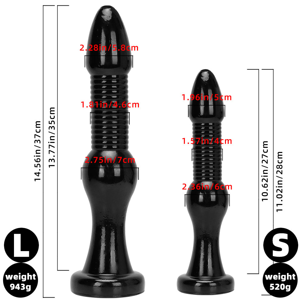 DILDO GÉANT À NŒUDS EN PVC 15 POUCES NOIR DE LONG