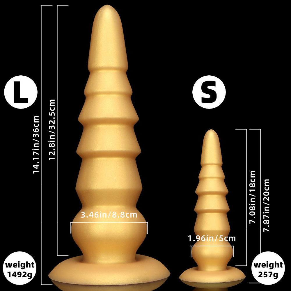 DILDO NOUÉ ÉNORME VENTOUSE SILICONE 14 POUCES OR