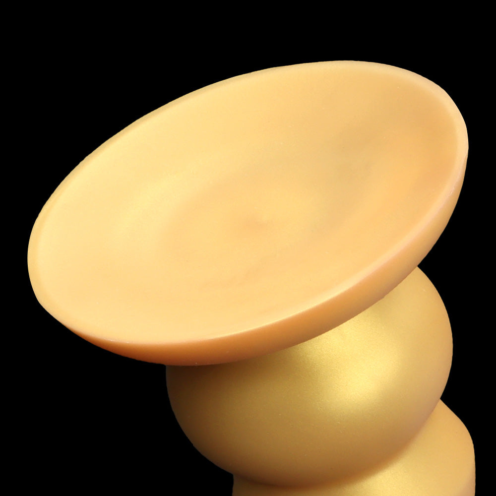 DILDO NOUÉ ÉNORME VENTOUSE SILICONE 14 POUCES OR