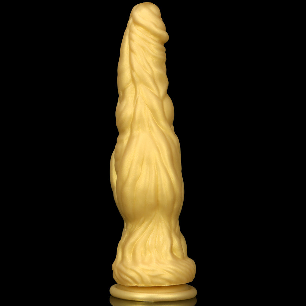 DILDO NOUÉ RÉALISTE EN SILICONE 10 POUCES GÉANT OR