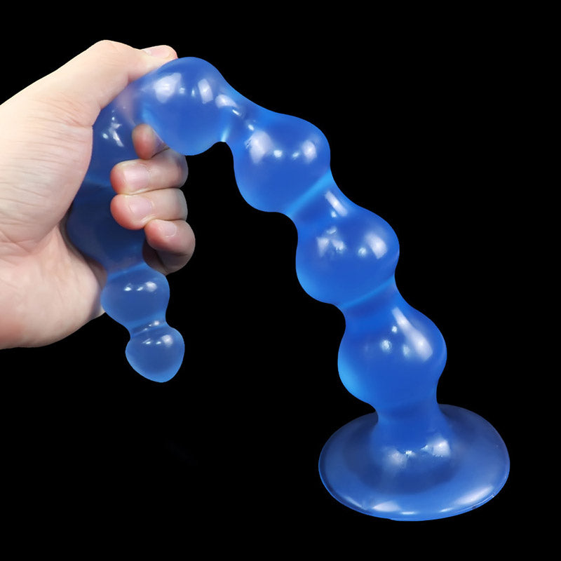 LONG ANAL DILDO BEADED PVC SUCTION 14 INCH