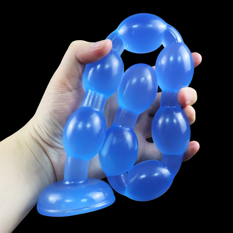 LONG DILDO ANAL BEADED SILICONE 19 IN