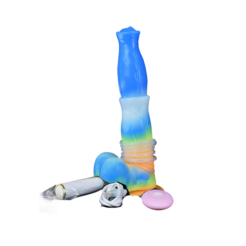 HORSE DILDO ANAL SILICONE 9 INCH BLUE VIBRATING