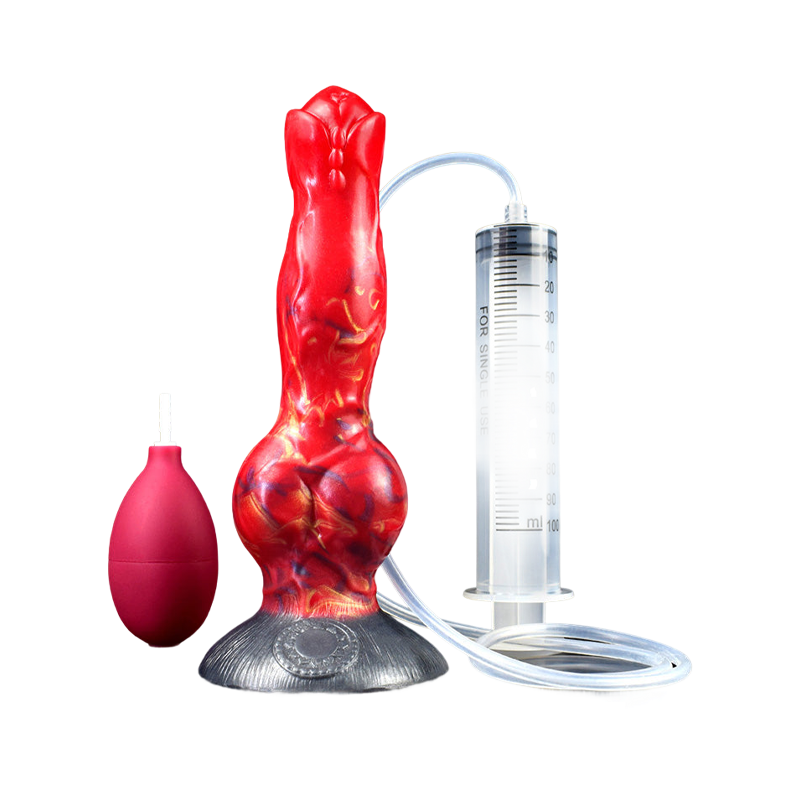 MONSTER DILDO ANAL SQUIRTING SILICONE 8 INCH RED