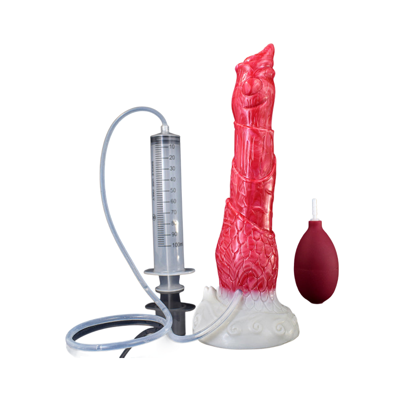 MONSTER DILDO ANAL SQUITING 9 INCH RED