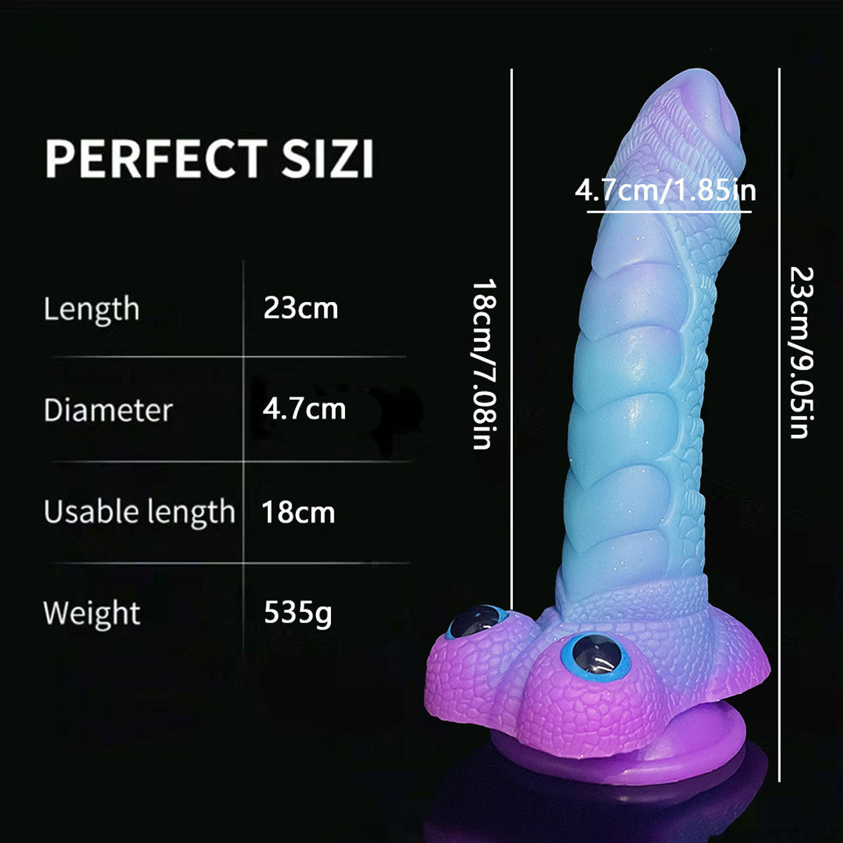 Gode Monstre Noué Silicone 9 pouces Lumineux