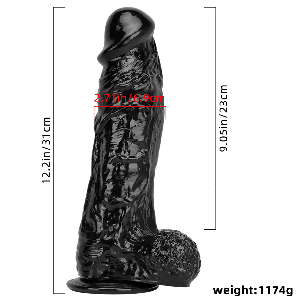 Gode Monstre Énorme PVC 12 pouces Noir