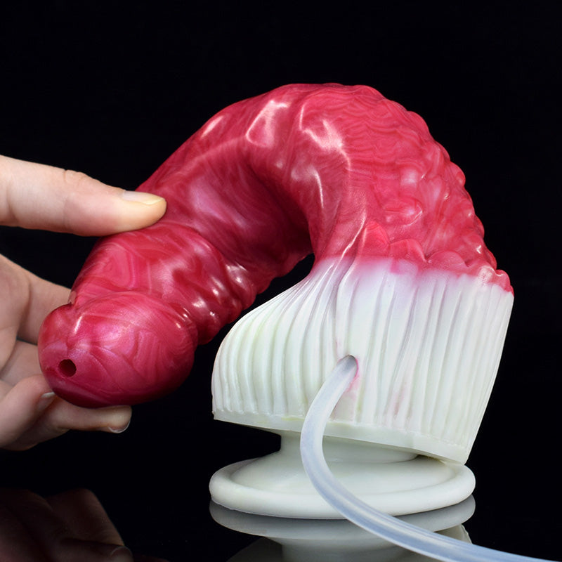 MONSTER DILDO ANAL SQUIRTING SILICONE 9 INCH RED