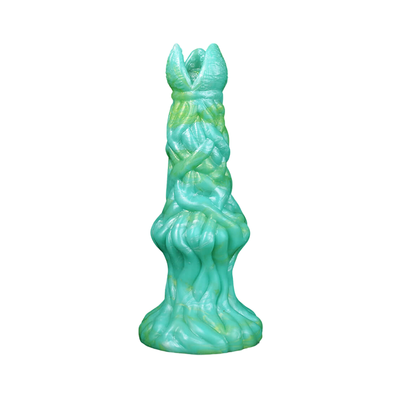 DILDO NOUÉ MONSTRE SILICONE 8 POUCES VERT