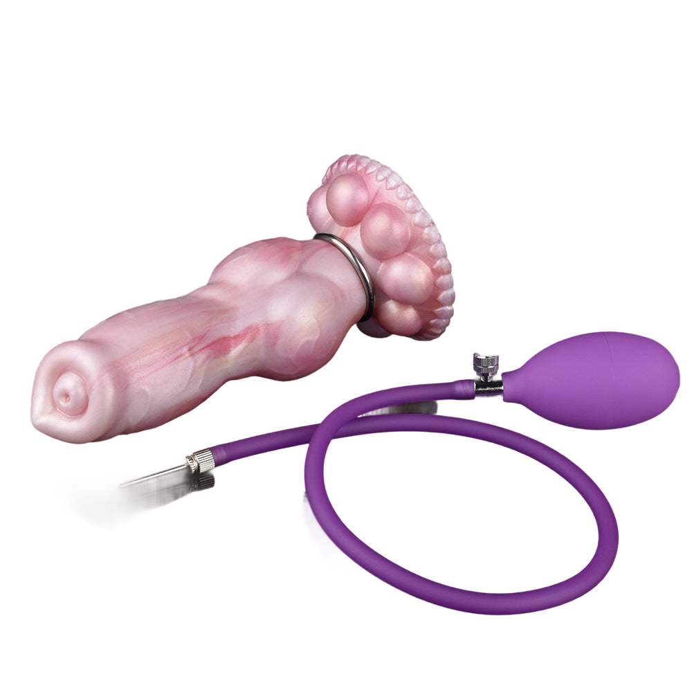 DILDO GONFLABLE EN SILICONE POUR CHIEN 8 POUCES ROSE