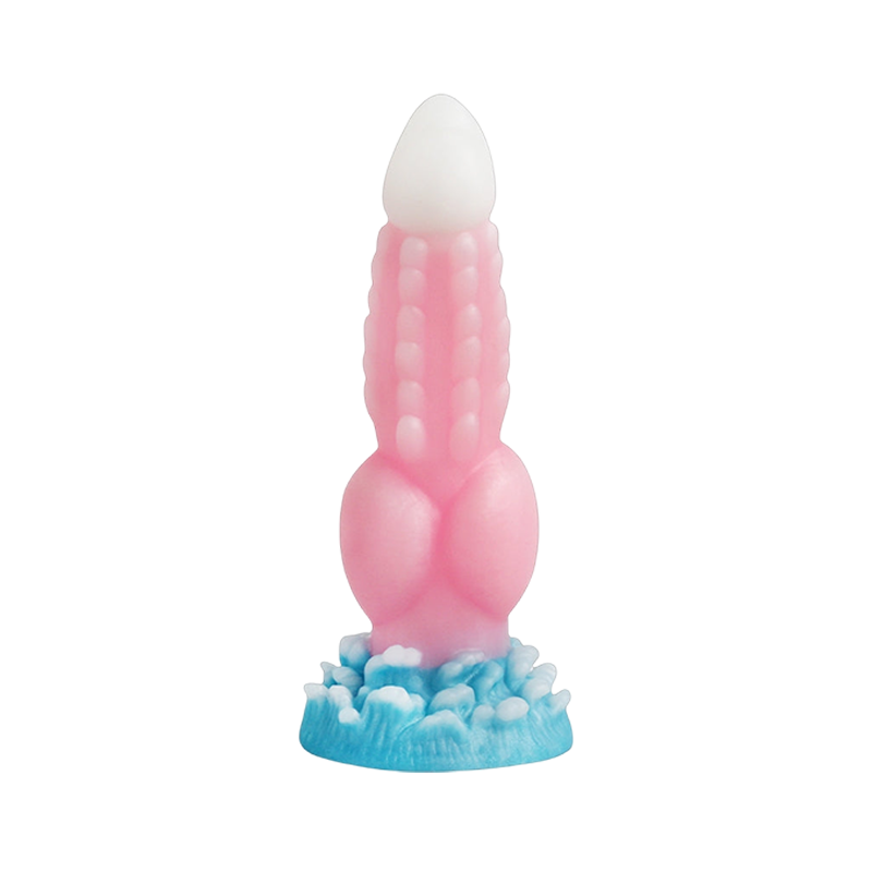 DILDO FANTASY POUR CHIEN EN SILICONE 8 POUCES ROSE BRILLE DANS LE NOIR
