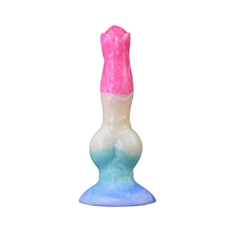 DILDO FANTASY SILICONE POUR CHIEN 8 POUCES ARC-EN-CIEL