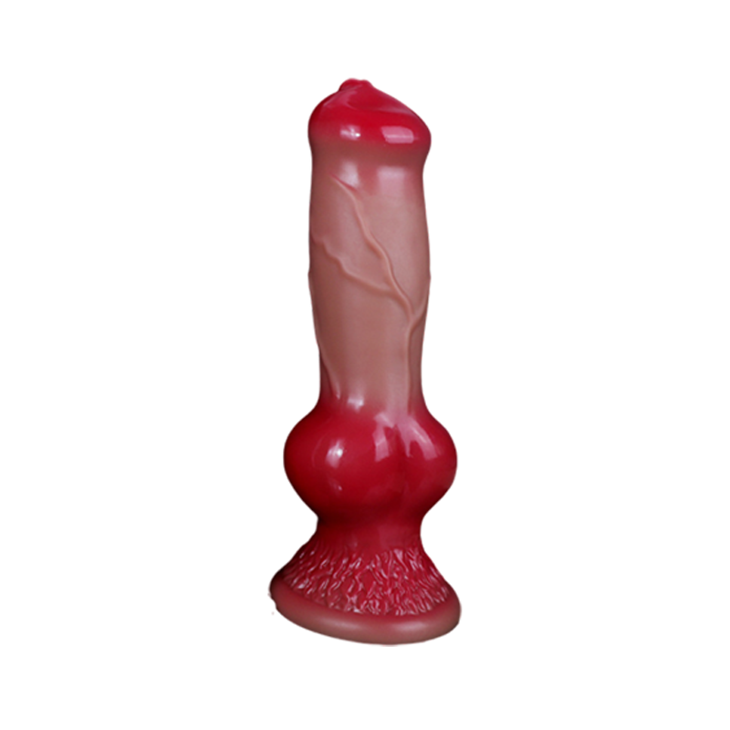 DILDO NOUÉ POUR CHIEN EN SILICONE 9 POUCES ROUGE