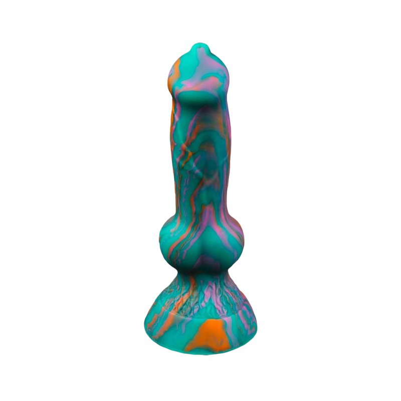 DILDO POUR CHIEN À VENTOUSE NOUÉE EN SILICONE 7 POUCES VERT