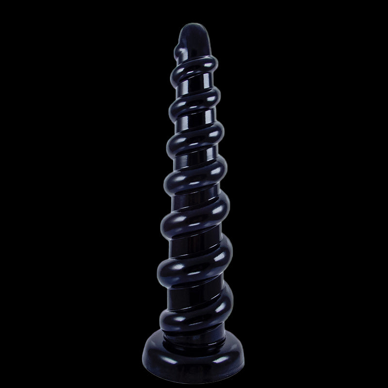 LONG ANAL DILDO FOR MEN RIBBED10 INCH BLACK BEADED