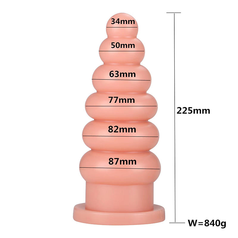 BIG ANAL DILDO 9 INCH BLACK FOR MEN TAPERED BEADED