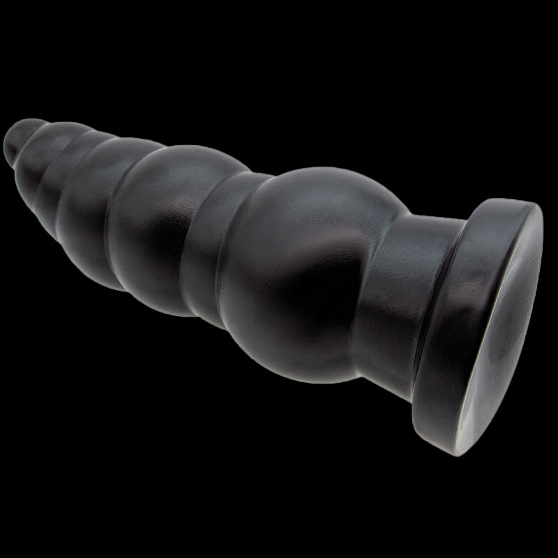 BIG ANAL DILDO RIBBED MENS 10 INCH BLACK BEADED