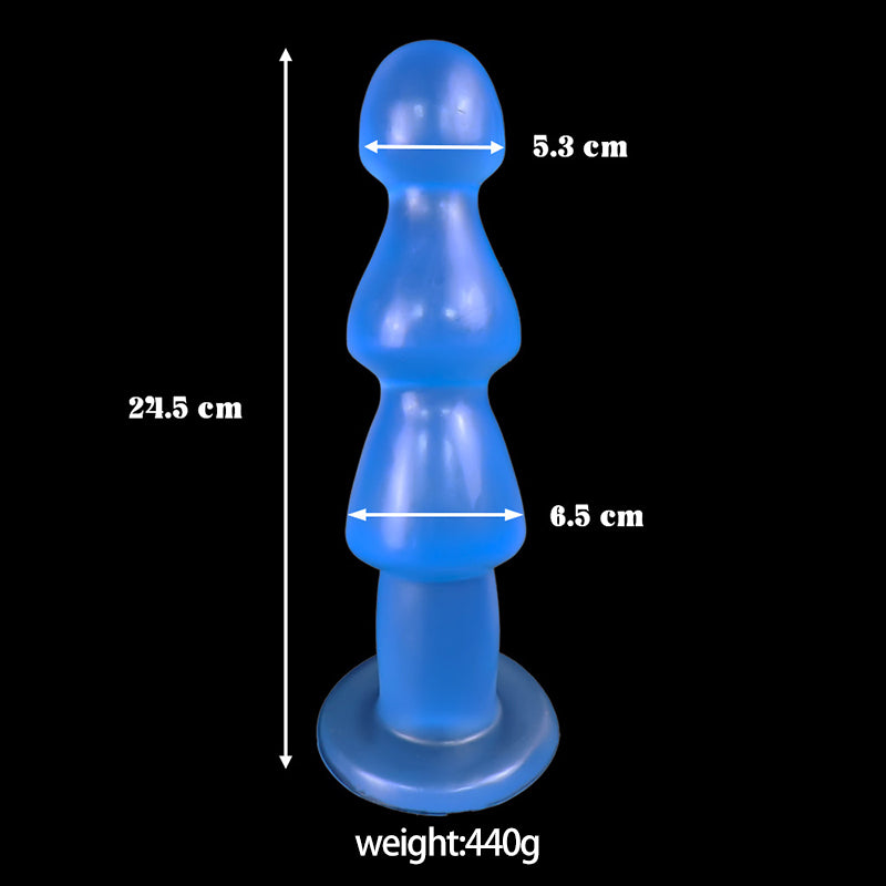 BIG ANAL DILDO 9 INCH BLUE BEADED BEADED BEADED