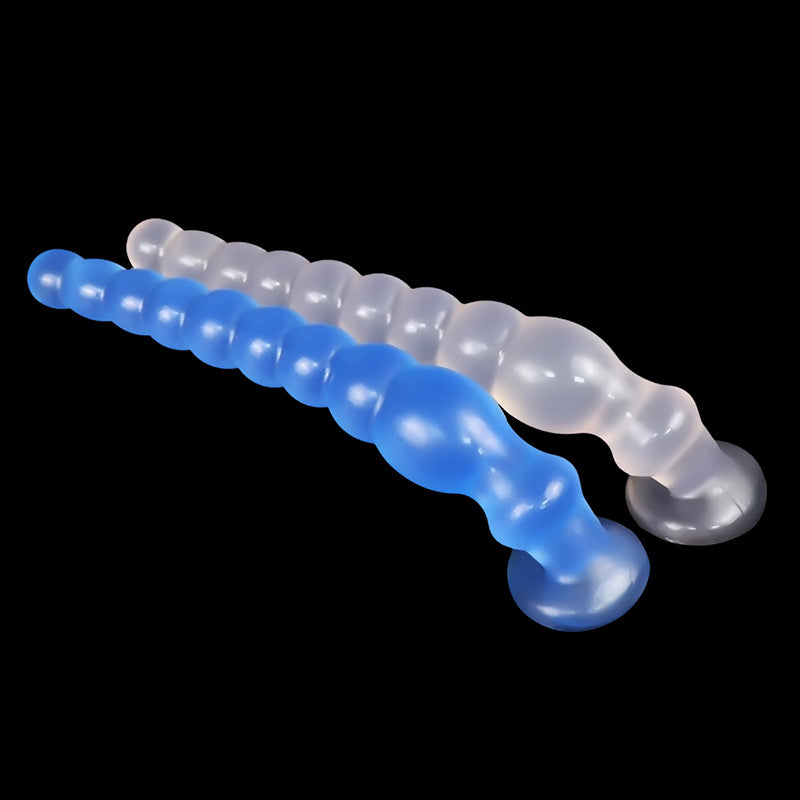 LONG ANAL DILDO 12 INCH TRANSPARENT BEADED