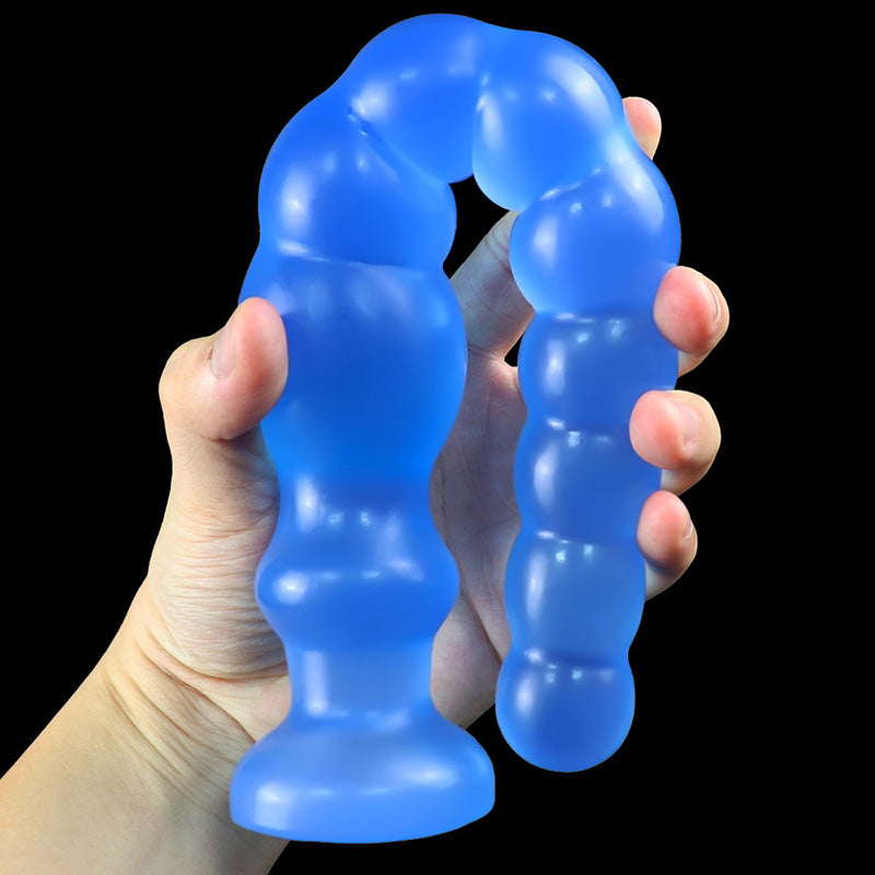LONG ANAL DILDO 12 INCH TRANSPARENT BEADED