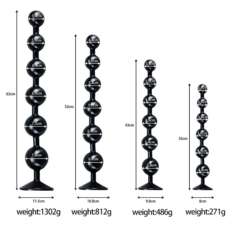 HUGE ANAL TOYS 24 INCH BLACK SILICONE BEADED