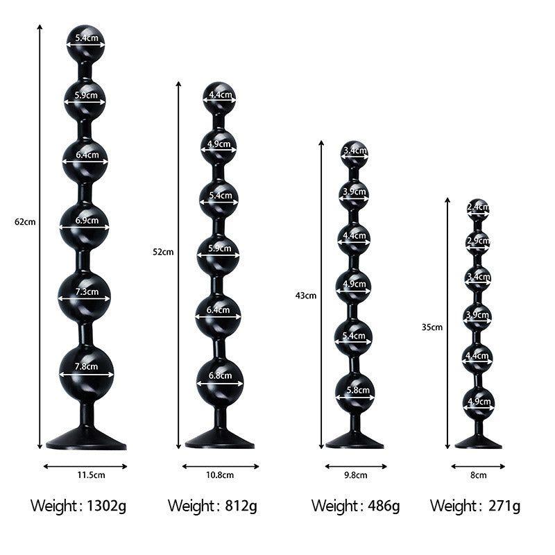 HUGE ANAL TOYS BEADED SILICONE 24 IN BLACK