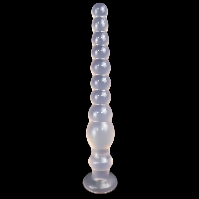 LONG ANAL DILDO 12 INCH TRANSPARENT BEADED
