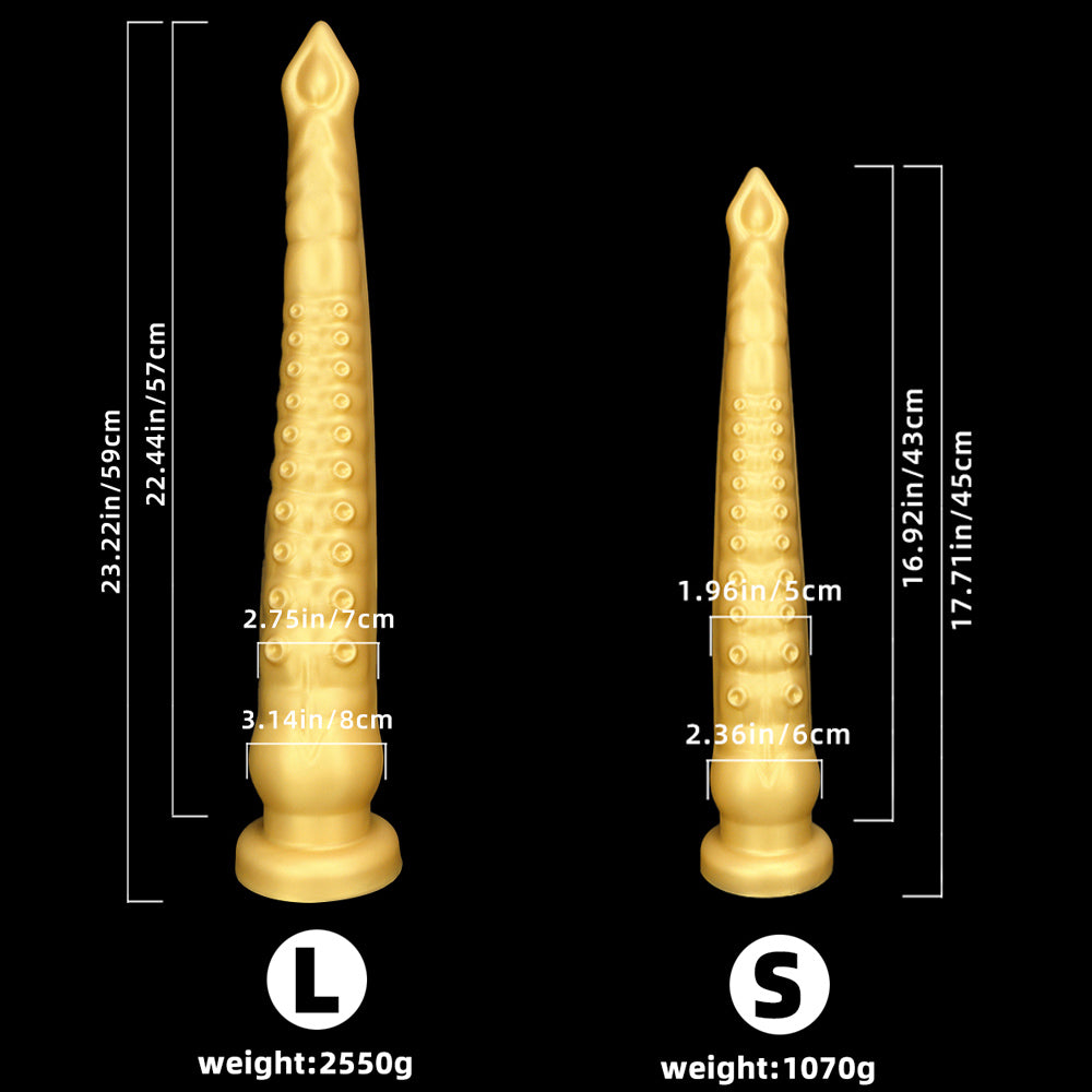Gode tentacule énorme en silicone de 23 pouces, couleur or