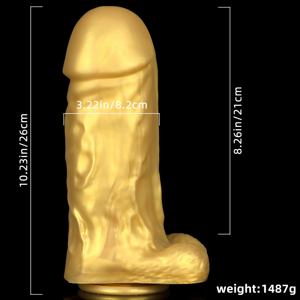 DILDO RÉALISTE ÉNORME SILICONE 10 POUCES OR