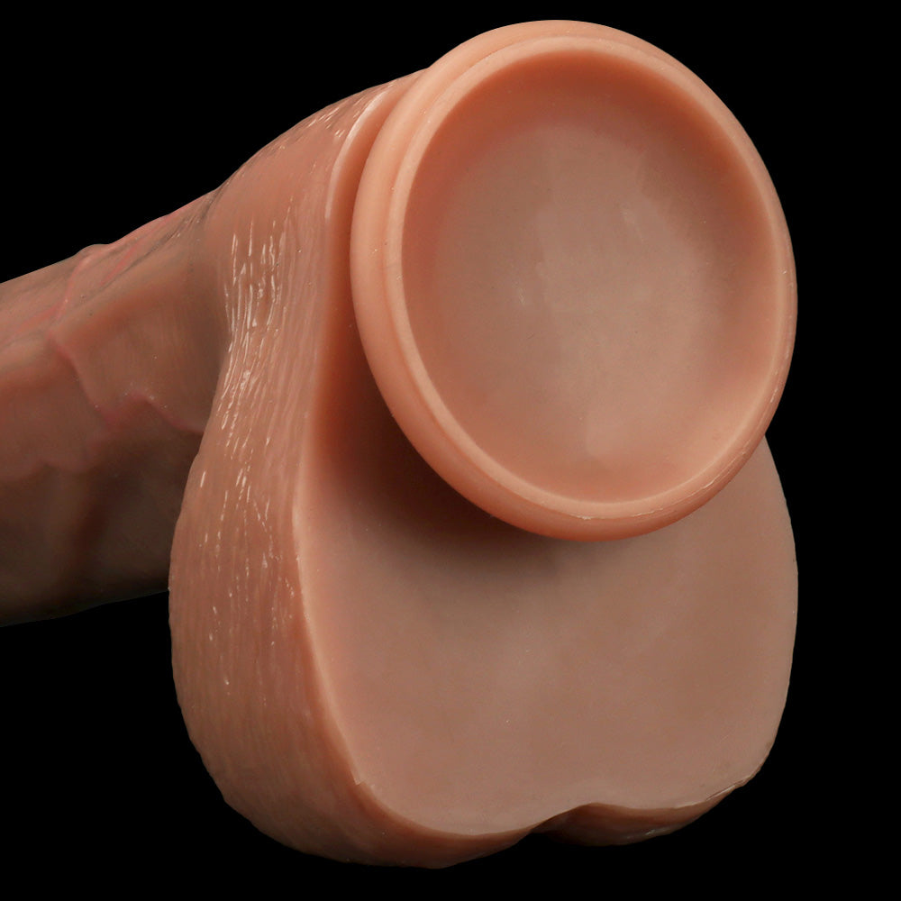 DILDO RÉALISTE SILICONE GÉANT 14 POUCES CHAIR MARRON
