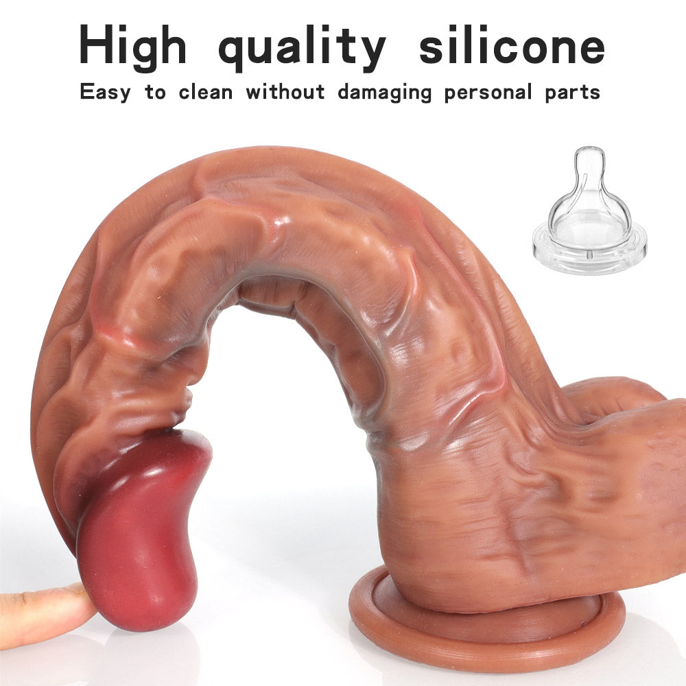 REALISTIC DILDO ANAL SILICONE 10 INCH BROWN
