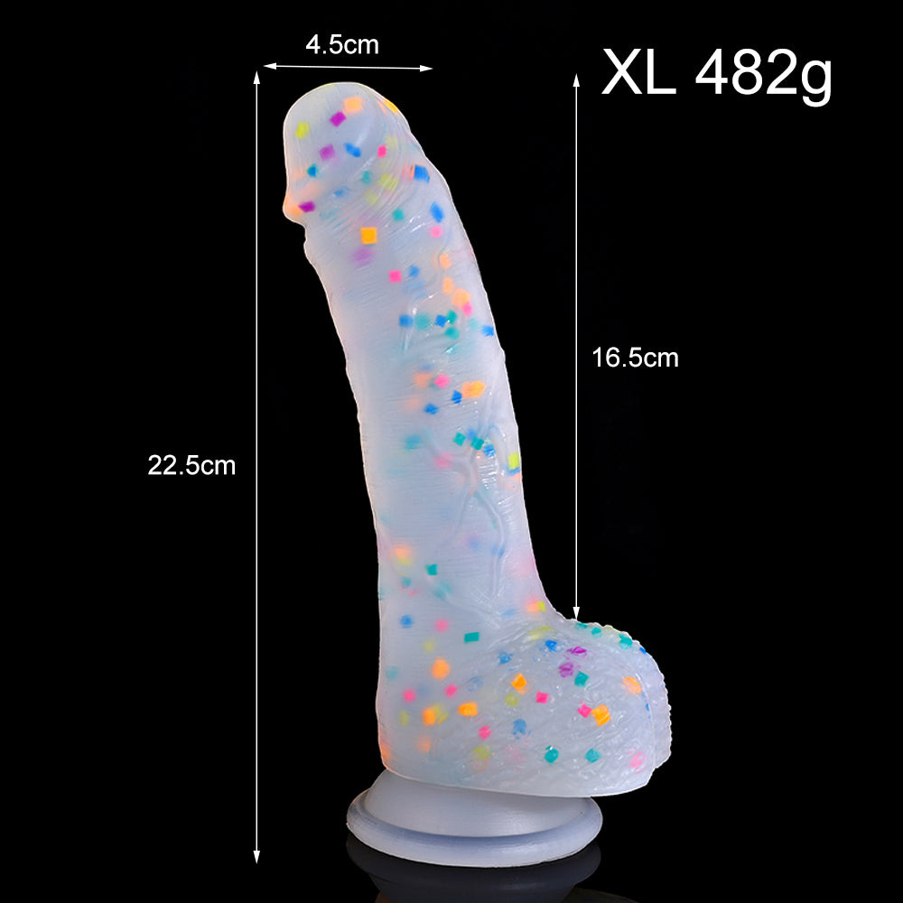DILDO RÉALISTE EN SILICONE BLANC 10 POUCES ARC-EN-CIEL