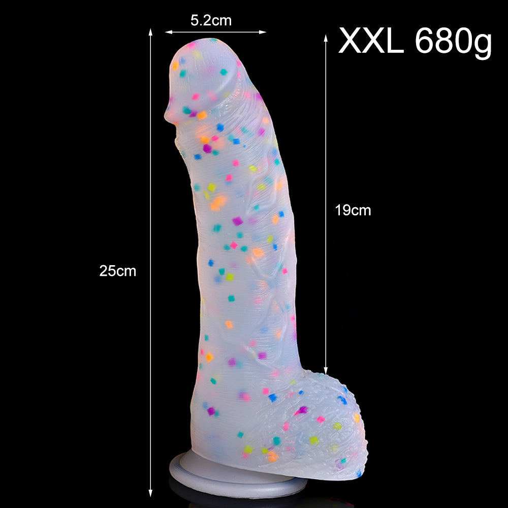 DILDO RÉALISTE EN SILICONE BLANC 10 POUCES ARC-EN-CIEL