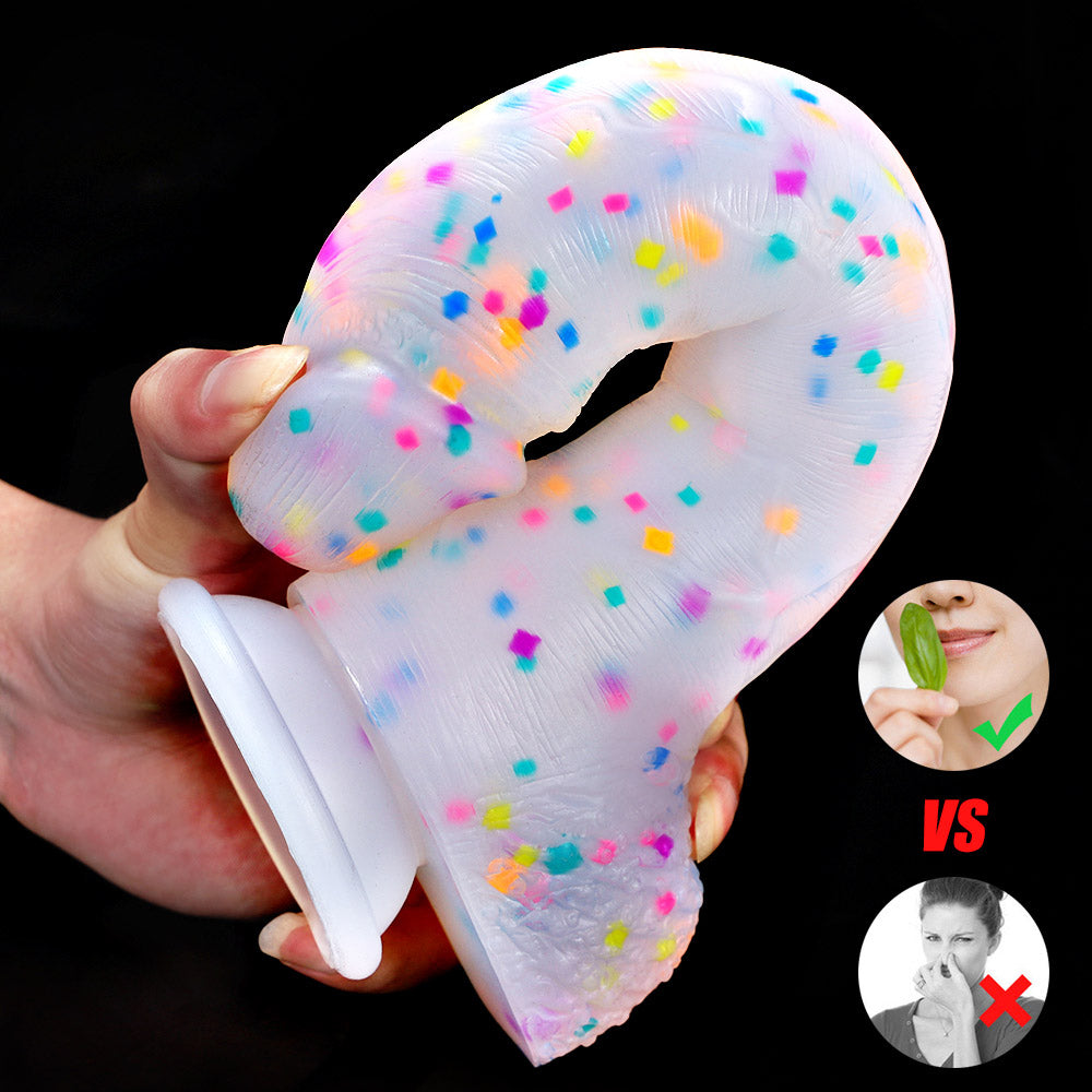 DILDO RÉALISTE EN SILICONE BLANC 10 POUCES ARC-EN-CIEL