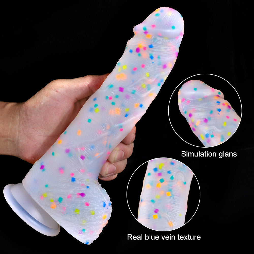 DILDO RÉALISTE EN SILICONE BLANC 10 POUCES ARC-EN-CIEL