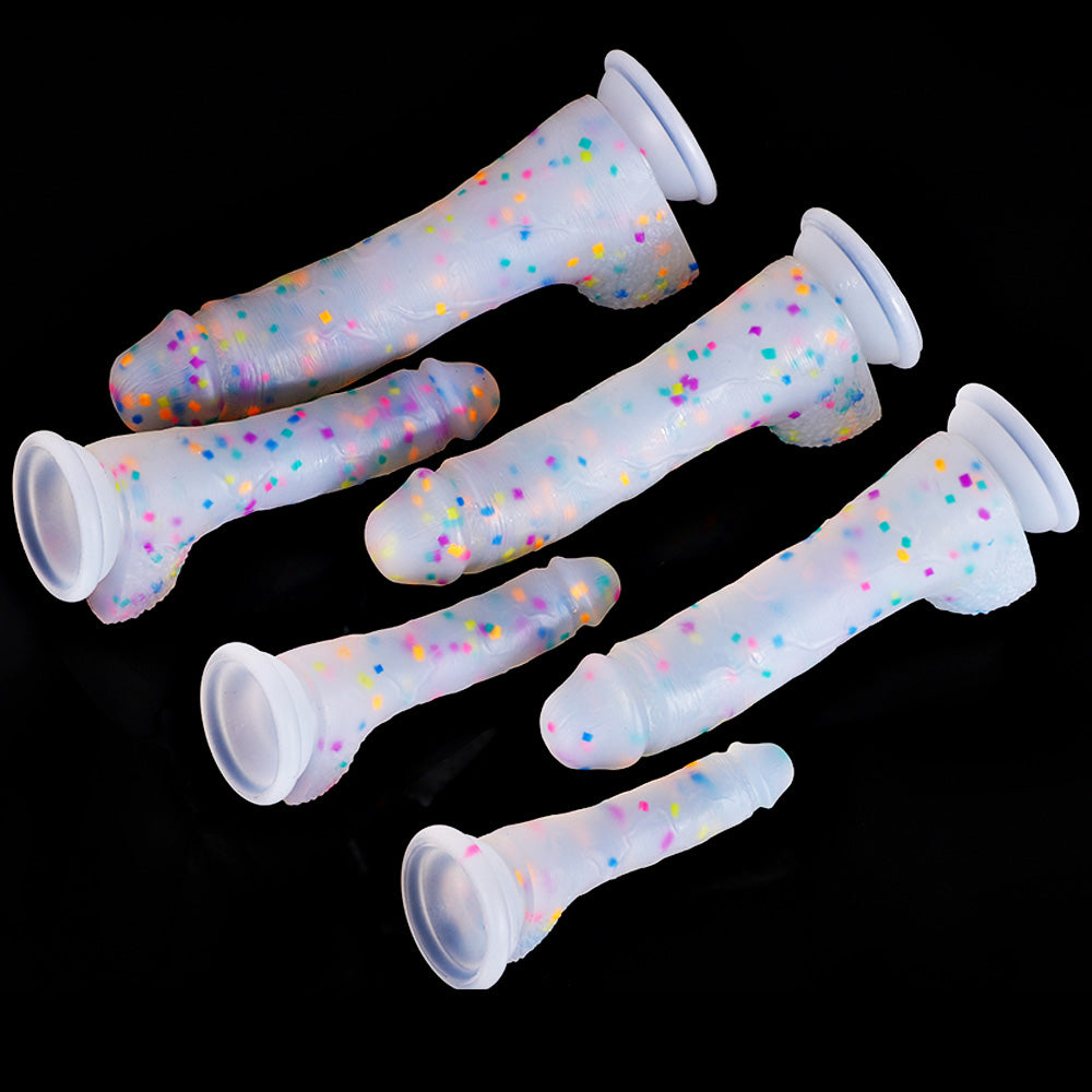 DILDO RÉALISTE EN SILICONE BLANC 10 POUCES ARC-EN-CIEL