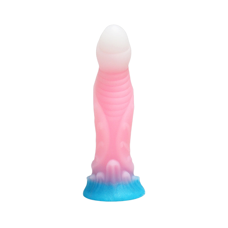 SMALL DILDP ANAL GLOW IN THE DARK 6 INCH PINK RAINBOW