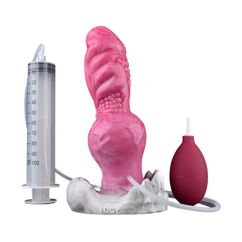 Gode gicleur monstre noué en silicone de 20,3 cm, rose