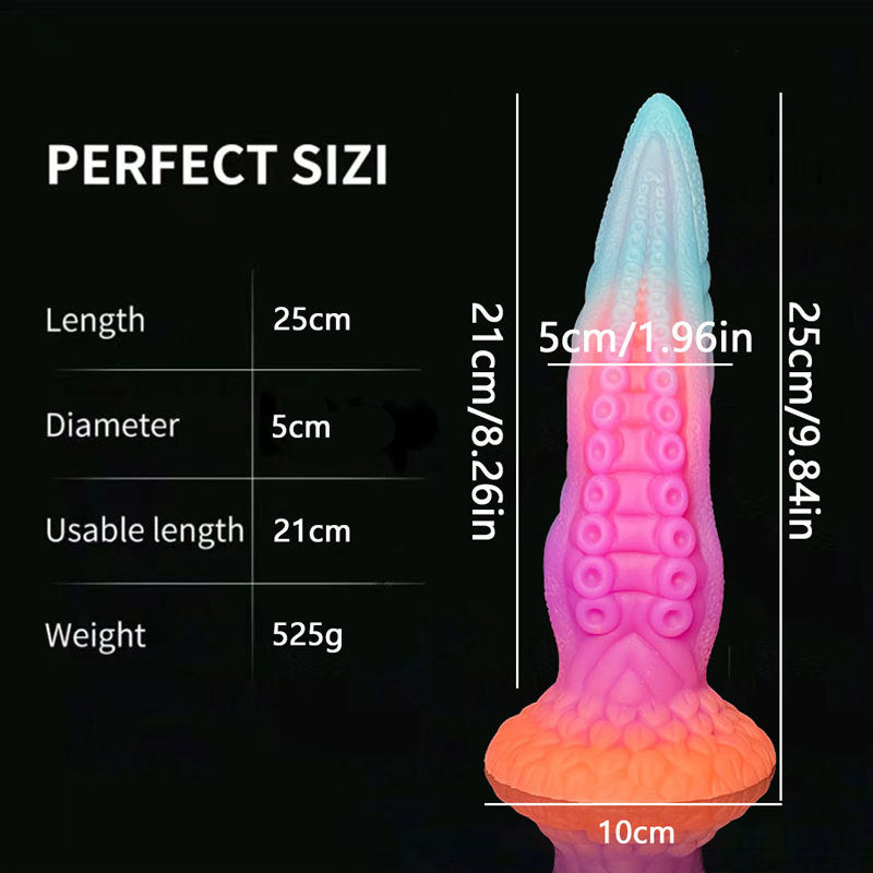 DILDO MONSTRE TENTACULE EN SILICONE 10 POUCES LUMINEUX