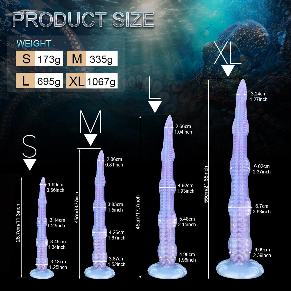 Gode tentacule énorme en silicone de 53,3 cm, violet