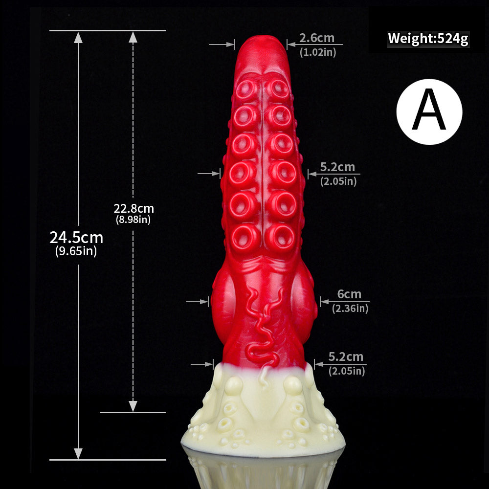 Gode tentacule monstre énorme en silicone de 43,2 cm (17 po) rouge