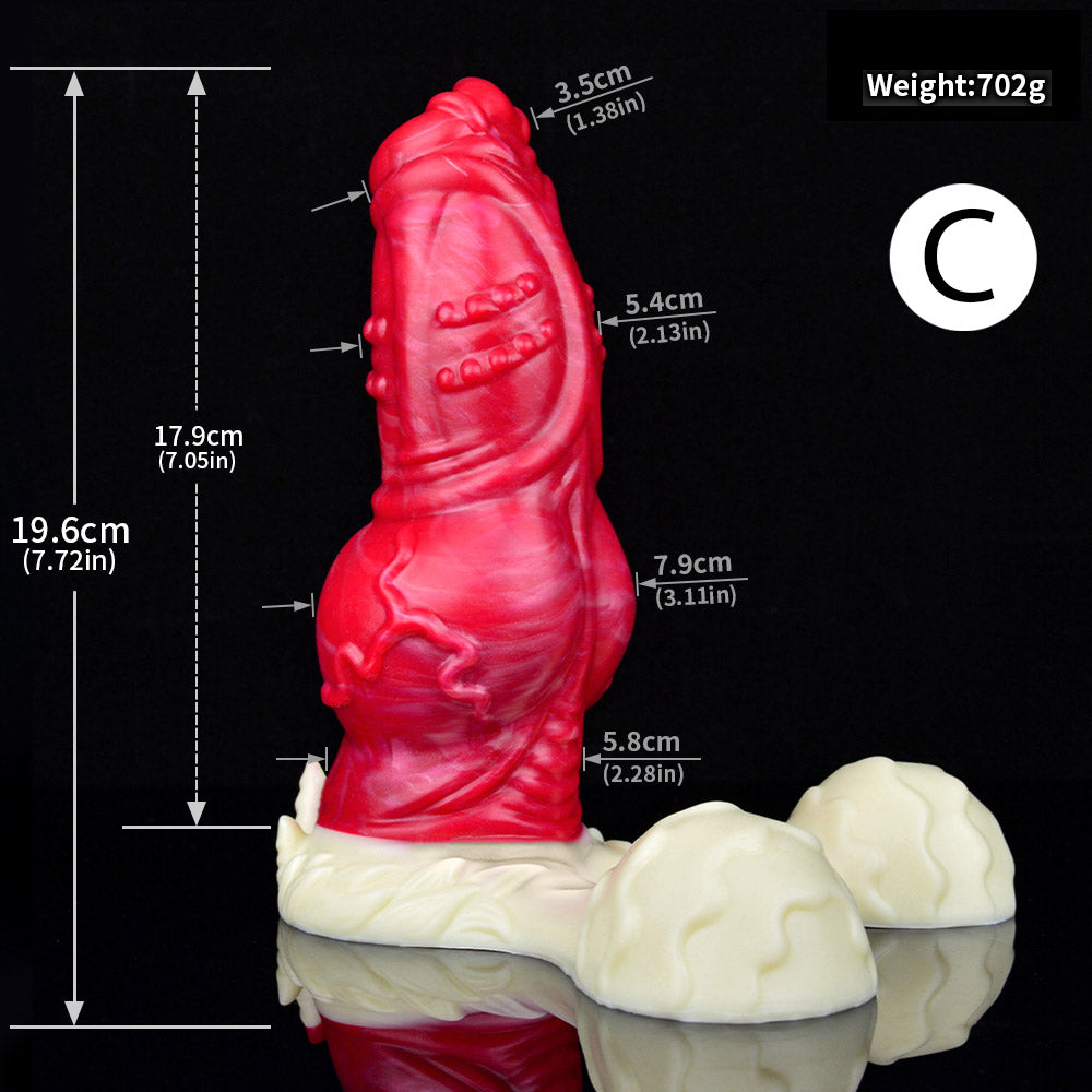 Gode tentacule monstre énorme en silicone de 43,2 cm (17 po) rouge
