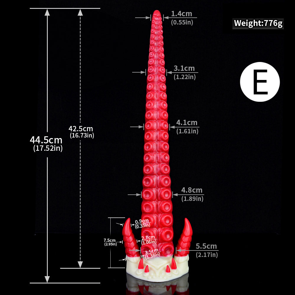 Gode tentacule monstre énorme en silicone de 43,2 cm (17 po) rouge