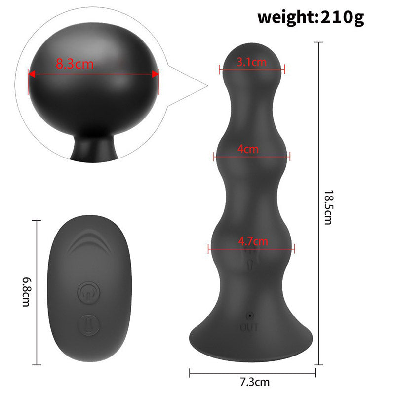 VIBRATING ANAL TOYS BEADED 7 INCH BLACK